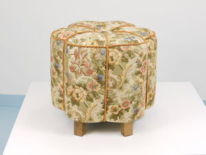 Art Deco Floral Tapestry Stool, Tabouret, Pouf, Ottoman, Vienna, Austria, 1930s