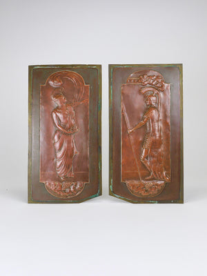 Georg Klimt Wiener Secession Art Nouveau, Paar Reliefplatten, Wien, 1900er-Jahre