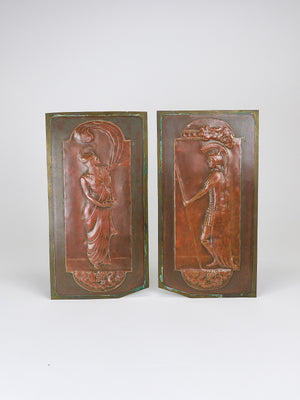 Georg Klimt Wiener Secession Art Nouveau, Paar Reliefplatten, Wien, 1900er-Jahre