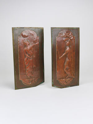 Georg Klimt Wiener Secession Art Nouveau, Paar Reliefplatten, Wien, 1900er-Jahre
