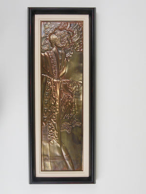 Paire de panneaux en relief Art nouveau « Demeter », Sécession viennoise, par Georg Klimt, années 1900