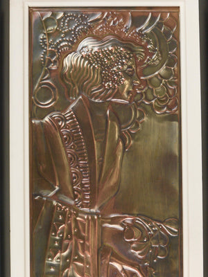 Paire de panneaux en relief Art nouveau « Demeter », Sécession viennoise, par Georg Klimt, années 1900