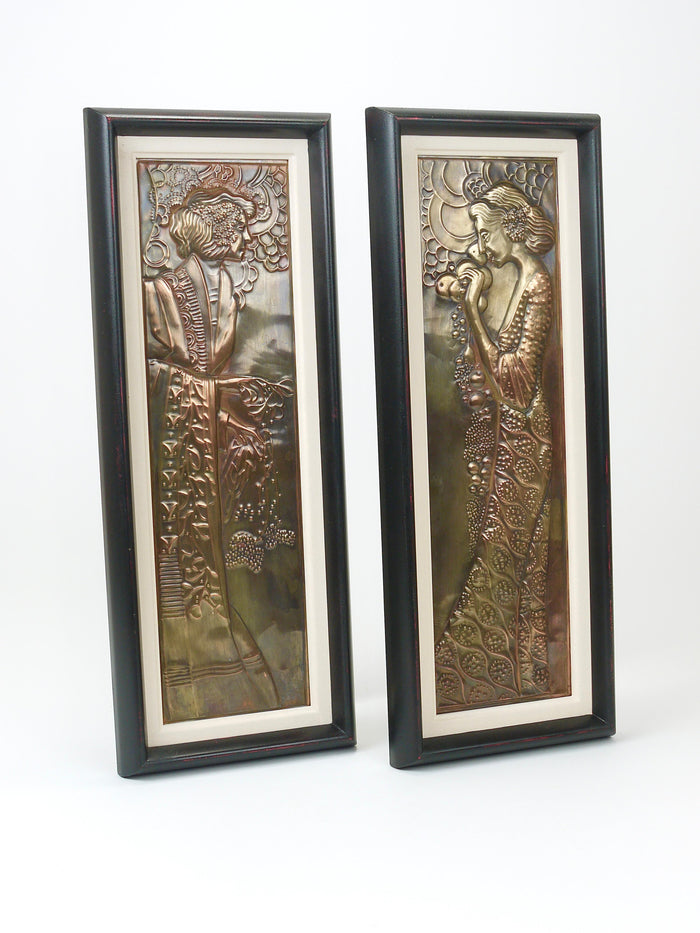 Georg Klimt Vienna Secession Pair „Demeter“ Art Nouveau Relief Panels, 1900s