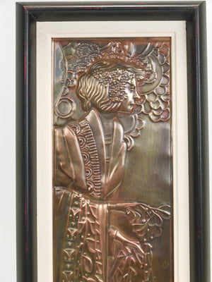 Paire de panneaux en relief Art nouveau « Demeter », Sécession viennoise, par Georg Klimt, années 1900
