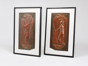 Georg Klimt Wiener Secession Art Nouveau, Paar Reliefplatten, Wien, 1900er-Jahre