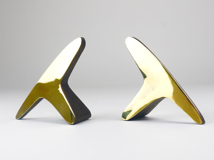 Pair Carl Auböck Minimalist Mid-Century Brass Bookends #3847, Vienna, Austria