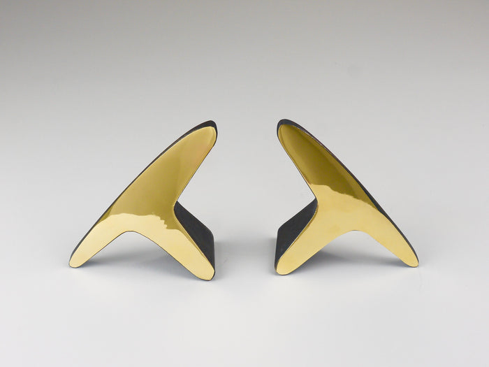 Pair Carl Auböck Minimalist Mid-Century Brass Bookends #3847, Vienna, Austria