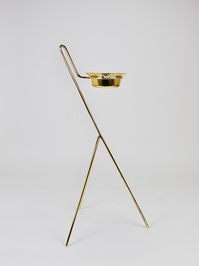 Rare Carl Auböck Brass Standing Floor Ashtray, Smoking Stand, Austria, 1950s