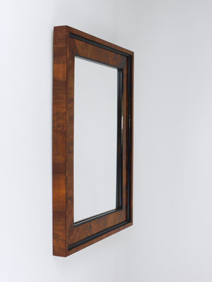 Miroir mural carré ancien Biedermeier en noyer, 19e siècle, Vienne, années 1850