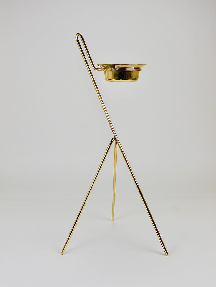 Rare Carl Auböck Brass Standing Floor Ashtray, Smoking Stand, Austria, 1950s