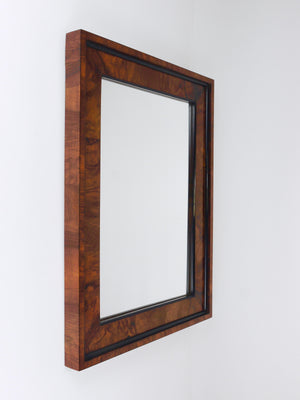 Miroir mural carré ancien Biedermeier en noyer, 19e siècle, Vienne, années 1850