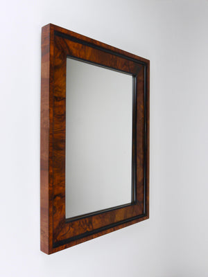 Miroir mural carré ancien Biedermeier en noyer, 19e siècle, Vienne, années 1850
