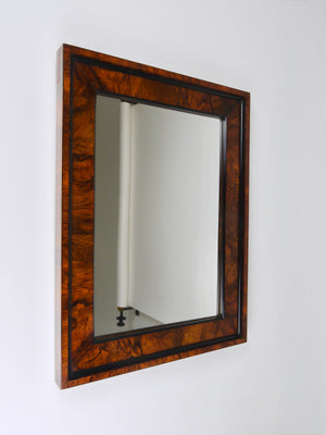 Miroir mural carré ancien Biedermeier en noyer, 19e siècle, Vienne, années 1850