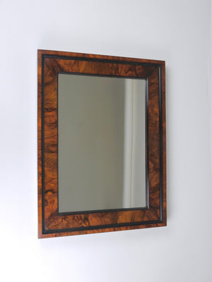 Miroir mural carré ancien Biedermeier en noyer, 19e siècle, Vienne, années 1850