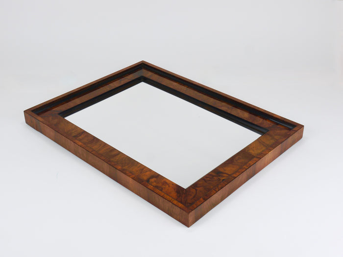 Square Biedermeier Antique 19th Century Walnut Wall Mirror, Vienna, 1850s