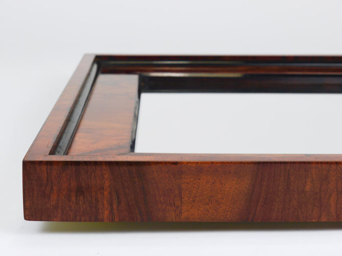 Square Biedermeier Antique 19th Century Walnut Wall Mirror, Vienna, 1850s
