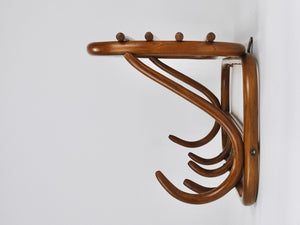 1900s Thonet Vienna Art Nouveau Secessionist Bentwood Wall Coat Rack, Austria