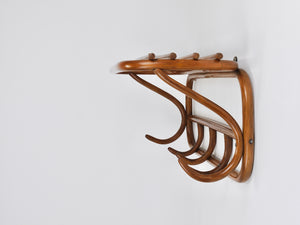 1900s Thonet Vienna Art Nouveau Secessionist Bentwood Wall Coat Rack, Austria