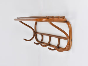 1900s Thonet Vienna Art Nouveau Secessionist Bentwood Wall Coat Rack, Austria