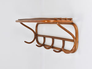 1900s Thonet Vienna Art Nouveau Secessionist Bentwood Wall Coat Rack, Austria