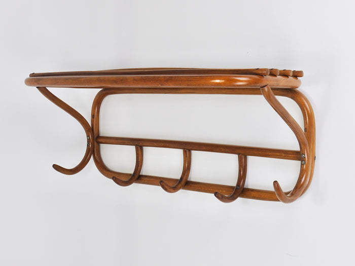 1900s Thonet Vienna Art Nouveau Secessionist Bentwood Wall Coat Rack, Austria