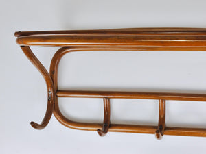 1900s Thonet Vienna Art Nouveau Secessionist Bentwood Wall Coat Rack, Austria