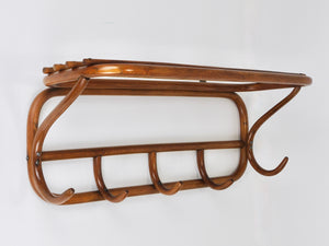 1900s Thonet Vienna Art Nouveau Secessionist Bentwood Wall Coat Rack, Austria