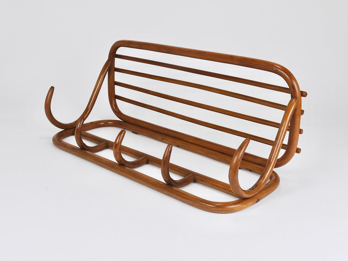 1900年代 Thonet Vienna、Art Nouveau Secessionist ベントウッド壁掛けコートラック、Austria