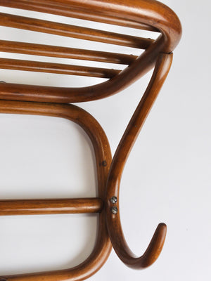 1900s Thonet Vienna Art Nouveau Secessionist Bentwood Wall Coat Rack, Austria