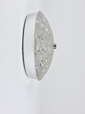 Peill & Putzer Large Round Op Art Glass Sconce, Wall Lamp, Flush Mount, 1970s