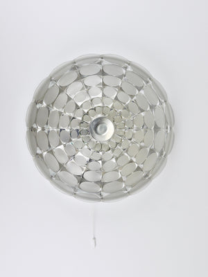 Peill & Putzer Large Round Op Art Glass Sconce, Wall Lamp, Flush Mount, 1970s