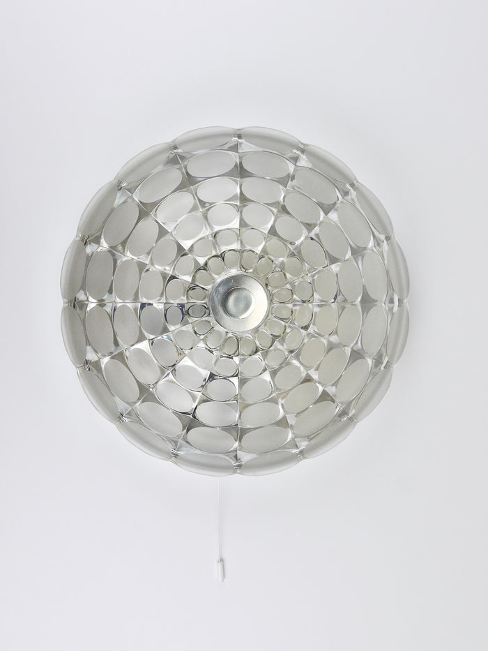 Peill & Putzer Large Round Op Art Glass Sconce, Wall Lamp, Flush Mount, 1970s