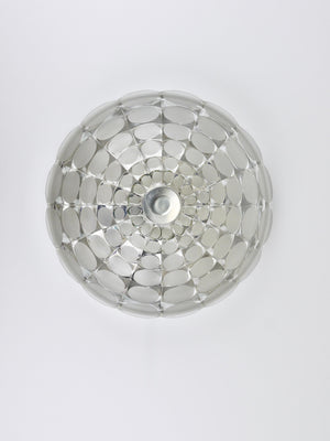 Peill & Putzer Large Round Op Art Glass Sconce, Wall Lamp, Flush Mount, 1970s