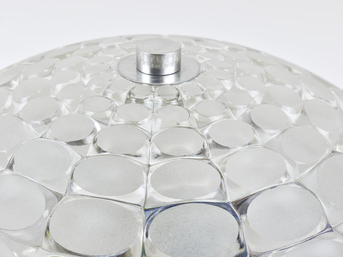 Peill & Putzer Large Round Op Art Glass Sconce, Wall Lamp, Flush Mount, 1970s
