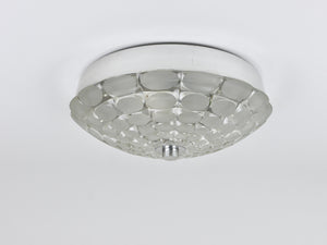 Peill & Putzer Large Round Op Art Glass Sconce, Wall Lamp, Flush Mount, 1970s