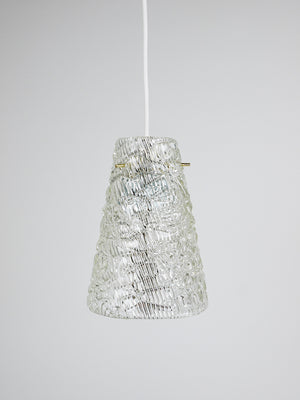 Suspension Mid-Century J.T. Kalmar en verre texturé et laiton, Autriche, années 1950