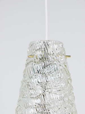 Suspension Mid-Century J.T. Kalmar en verre texturé et laiton, Autriche, années 1950