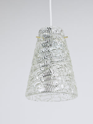 Suspension Mid-Century J.T. Kalmar en verre texturé et laiton, Autriche, années 1950
