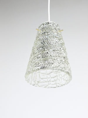 Suspension Mid-Century J.T. Kalmar en verre texturé et laiton, Autriche, années 1950