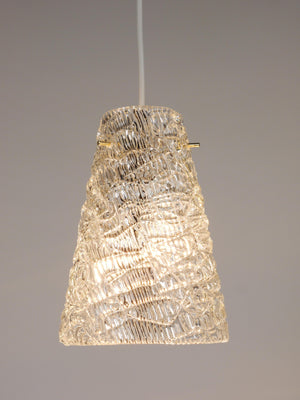 Suspension Mid-Century J.T. Kalmar en verre texturé et laiton, Autriche, années 1950