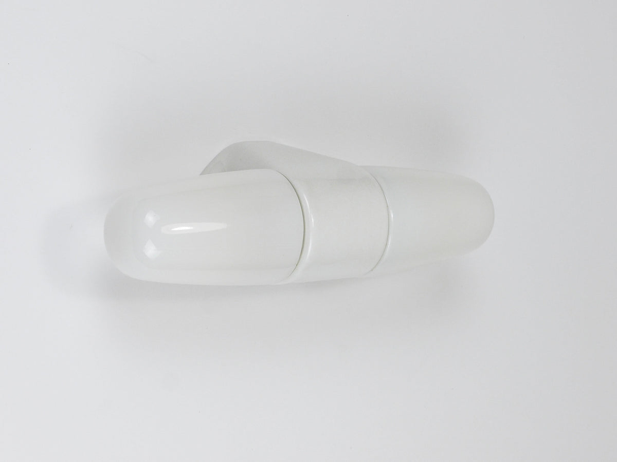 Applique double Wilhelm Wagenfeld Bauhaus blanche, Allemagne, années 1950