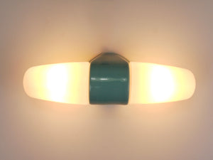 Aplique doble Wilhelm Wagenfeld Bauhaus en turquesa, Alemania, años 50