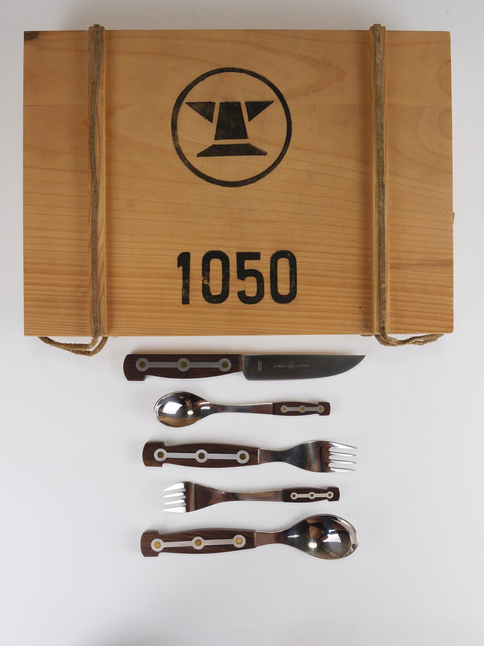 Unused Boxed Amboss 1050 Flatware, 32 Pieces / 6 Persons, Austria, 1950s