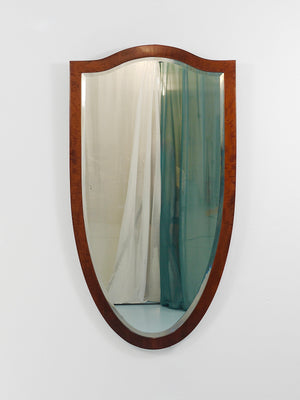 Early Biedermeier Large Antique Pearwood Shield Wall Mirror, Vienna, 1820s
