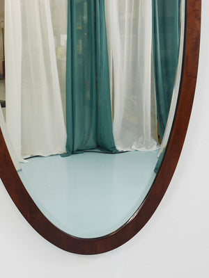 Early Biedermeier Large Antique Pearwood Shield Wall Mirror, Vienna, 1820s