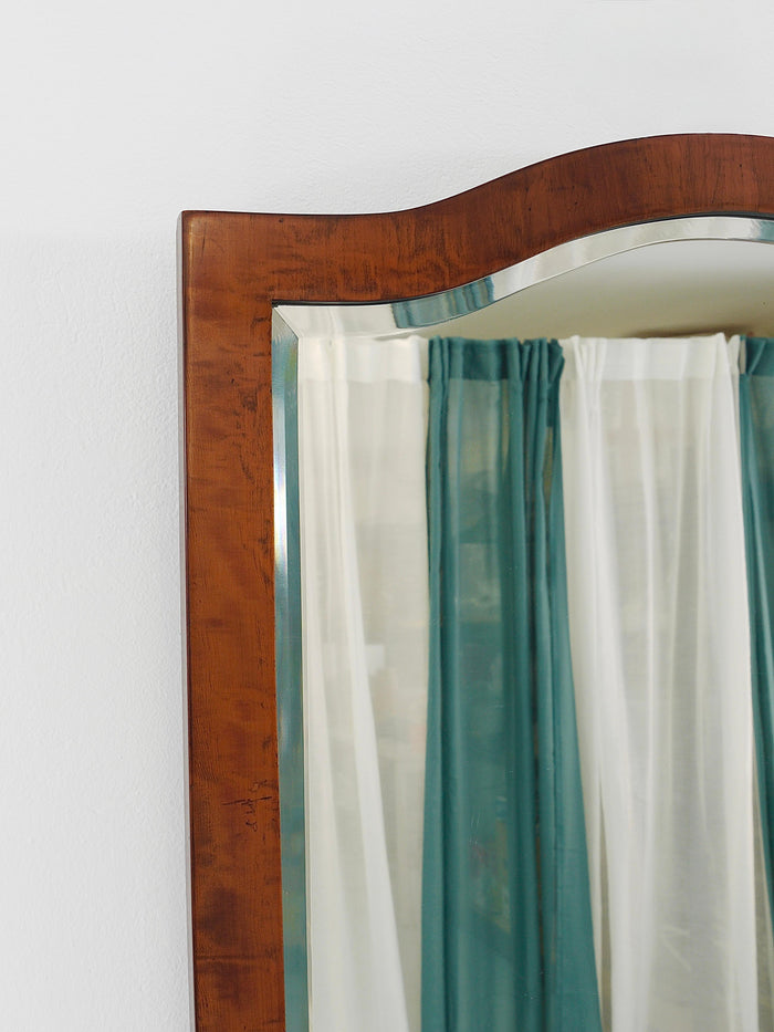 Early Biedermeier Large Antique Pearwood Shield Wall Mirror, Vienna, 1820s