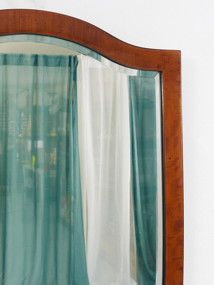 Early Biedermeier Large Antique Pearwood Shield Wall Mirror, Vienna, 1820s