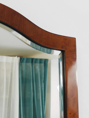 Early Biedermeier Large Antique Pearwood Shield Wall Mirror, Vienna, 1820s
