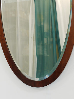 Early Biedermeier Large Antique Pearwood Shield Wall Mirror, Vienna, 1820s
