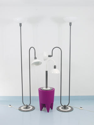 2 Postmodern 1980s Memphis Style Uplighter Floor Lamps, Torchiere, Italy, 1980s
